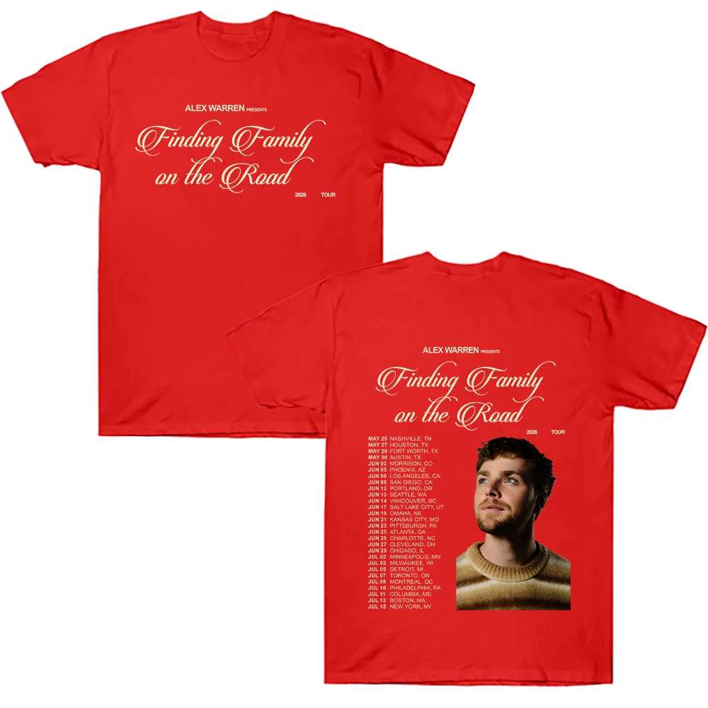 أليكس وارن العثور على الأسرة على الطريق 2026 جولة تي شيرت قصير الأكمام القطن تيز Comfor الصيف النساء الرجال الملابس جودة عالية