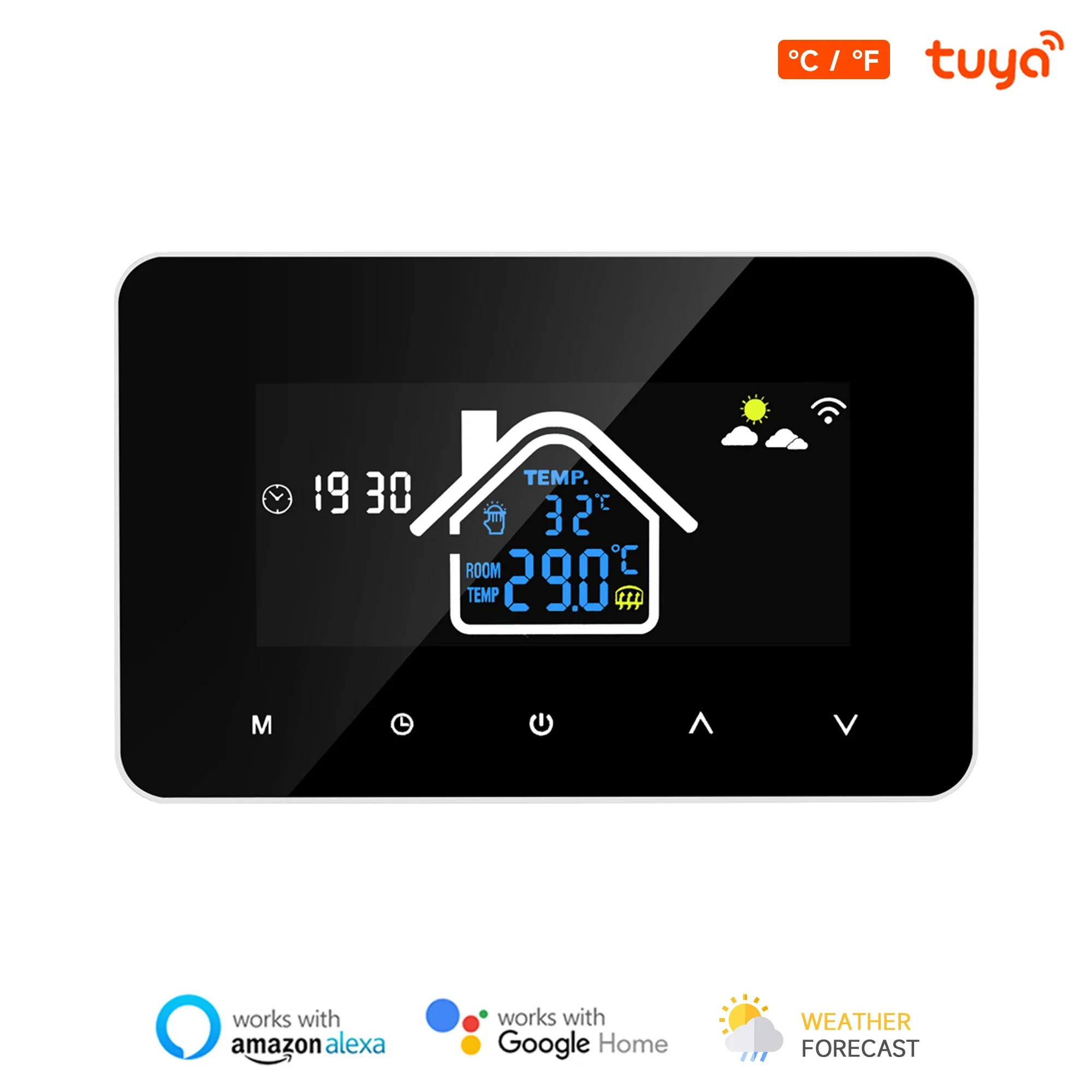 

Умный термостат Tuya Wi-Fi, регулятор температуры, электрический подогрев пола, водяное отопление, ЖК-дисплей для Alice Alexa Google Home