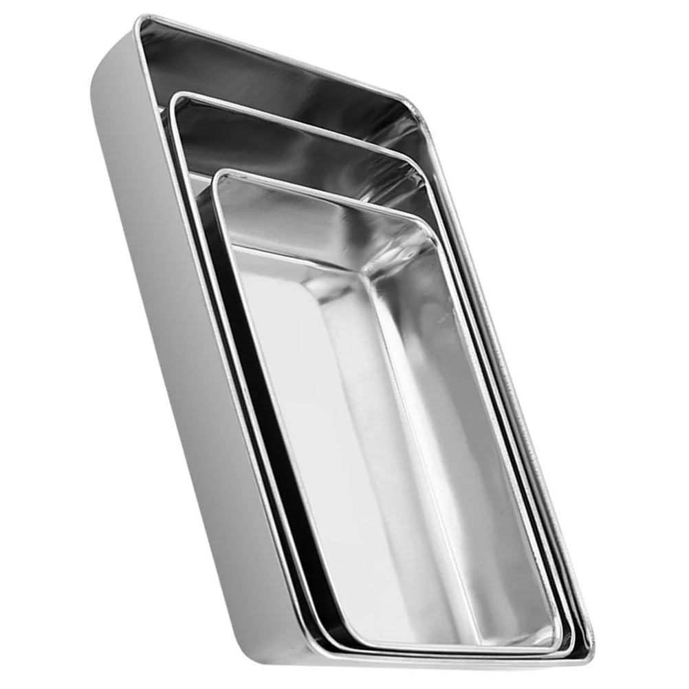 

3Pcs Stainless Steel Serving Tray Multipurpose Food Plate for Kitchen Counter Party Wedding Bbq Dessert Storage and Display