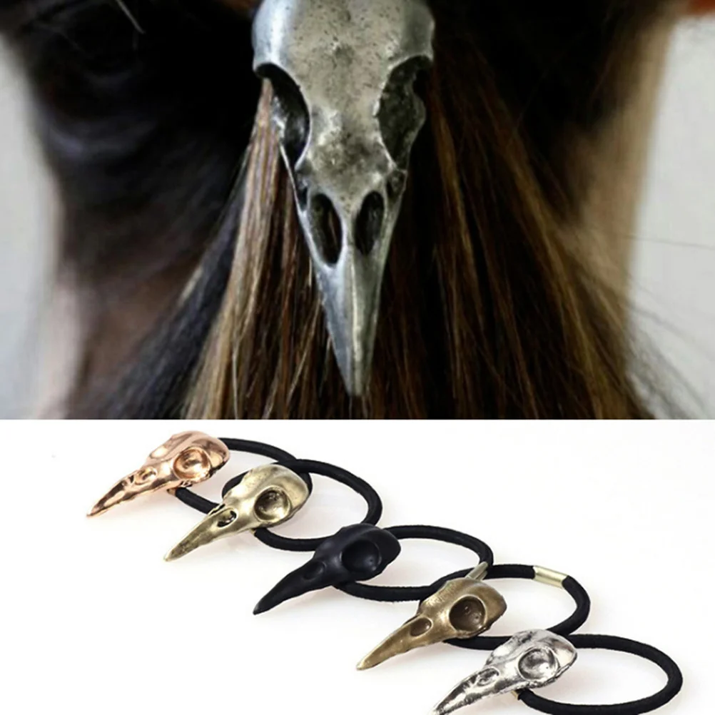 Schedel Haarband Legering Plague Doctor Crow Ontwerp Punk Stijl Halloween Dress Up Accessoire voor Vrouwen Zwart Nieuwigheid Elastisch