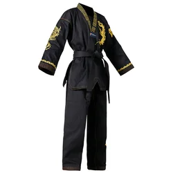 Dragon Embroidered Taekwondo Uniform For Adult And Kids Men Women Dobok Kungfu Coach Suit Gymnasium Training Suit