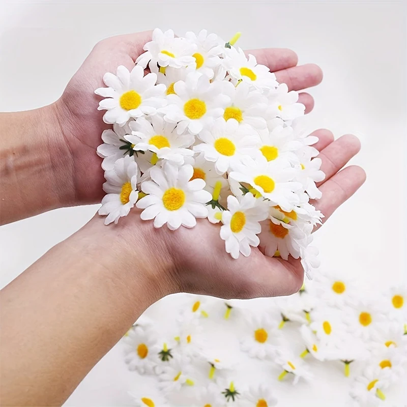 30/50/100 Uds. Flores artificiales Margarita flores de seda decoración suministros para fiestas decoración de boda decoración del hogar artesanía regalos accesorio