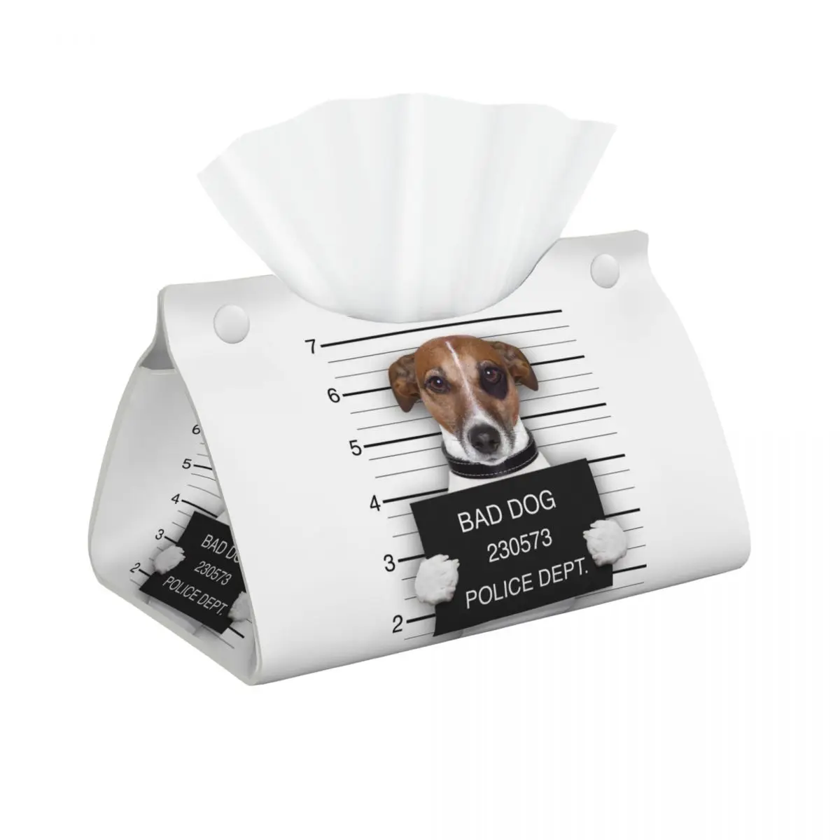 Custom Funny Bad Dog Jack Russell Terrier Tissue Box Cover PU Leather Rectangular Animal Facial Tissues Holder for Office