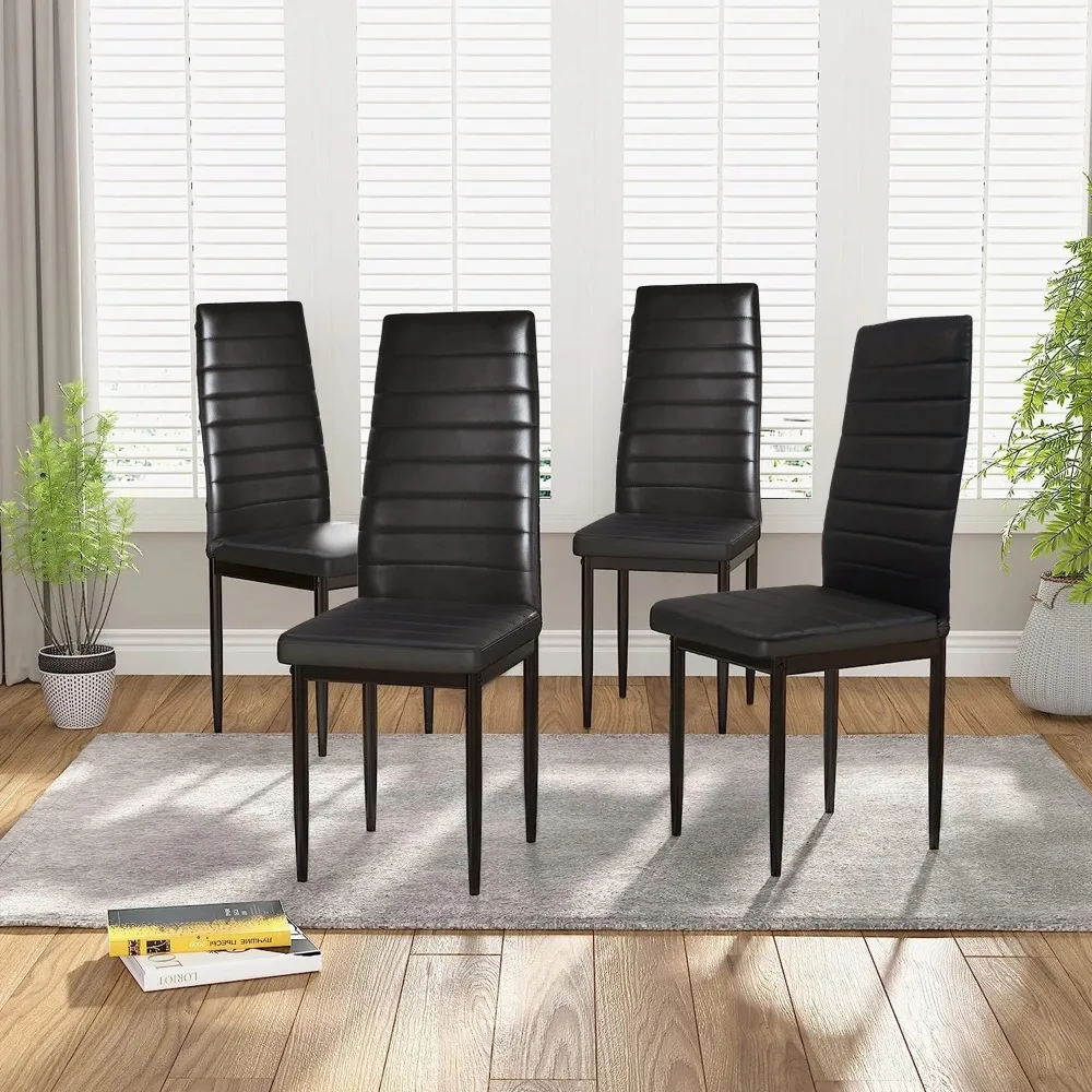

Dining Chairs Set of 4, Black Dining Room PU Chairs, Dining Side Chairs for Home Kitchen Living Room