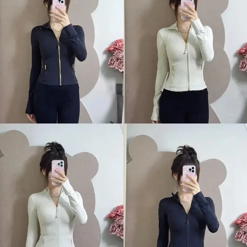 

Stretchy Workout Jacket for Women Slim-Fit Stand Collar Yoga Top Moisture Wicking Running Fitness