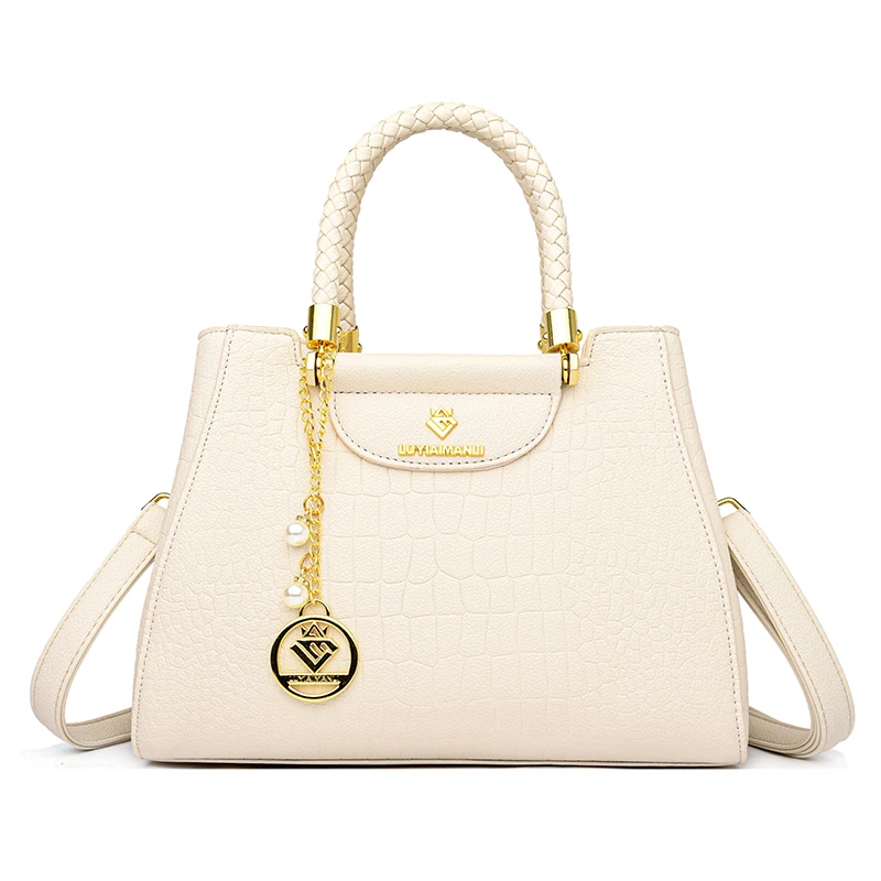 Woven Handle Elegant Handbag for Women Leather Top-Handle Bags Ladies product image from Kayea’s Collections