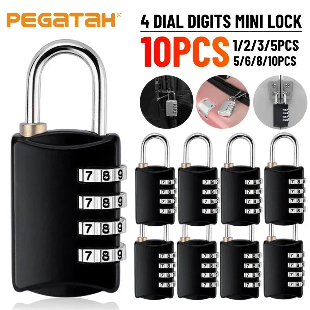 1-10PCS 4 Dial Digit Password Locks Resettable Mini Lock Number Password Combination Padlock Security Lock for Luggage Suitcase