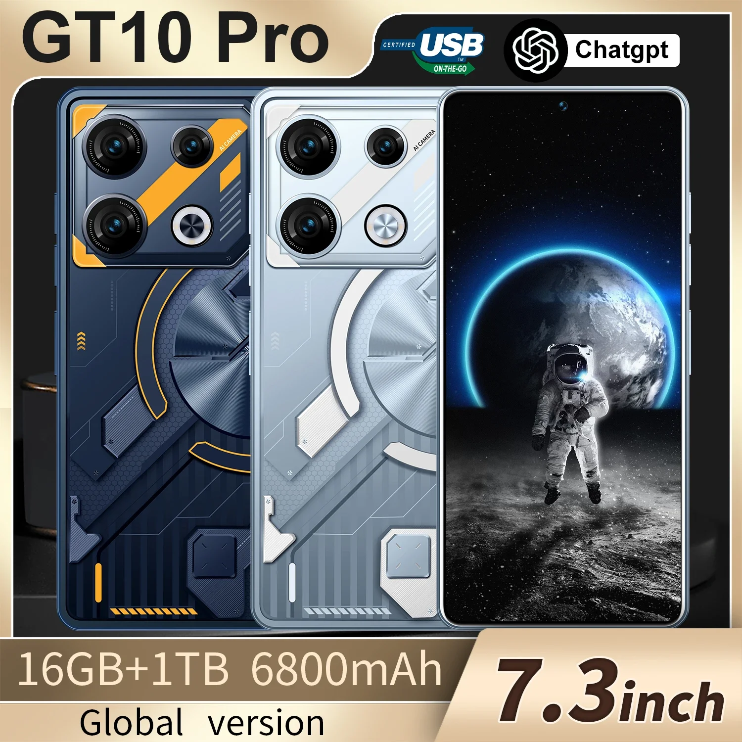 

2024 Brand New GT10 Pro Smartphone 5G Original Mobile Phone 16+1TB 7.3inch HD Screen Unlocked Dual SIM Cards Cell phone