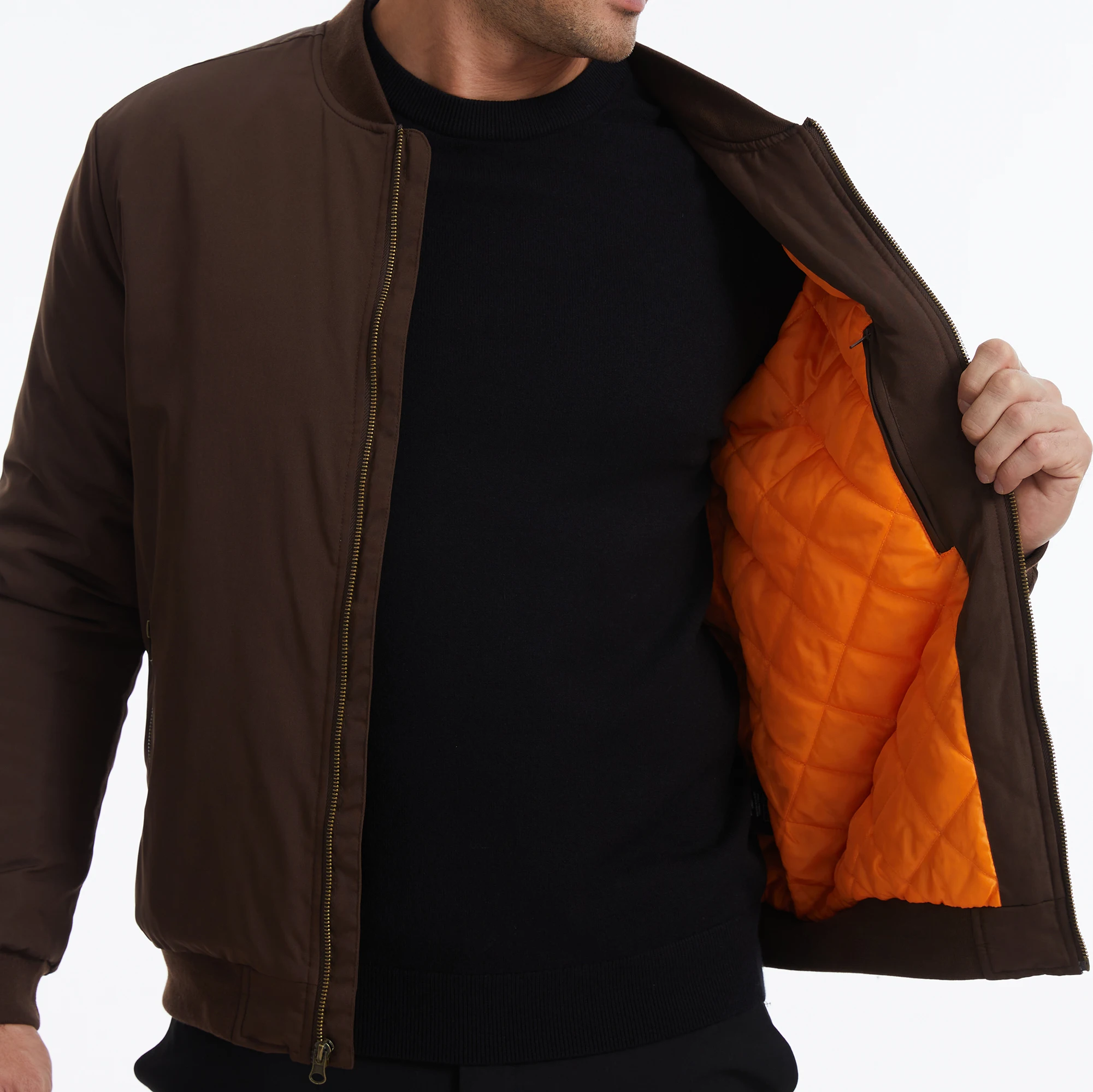 Herbst-Winter-Herren-Bomberjacke, Warme Windjacke mit Vollreißverschluss, Militär-Pilotenjacke, Lässige Winddichte Outdoor-Jacke – Detail 14