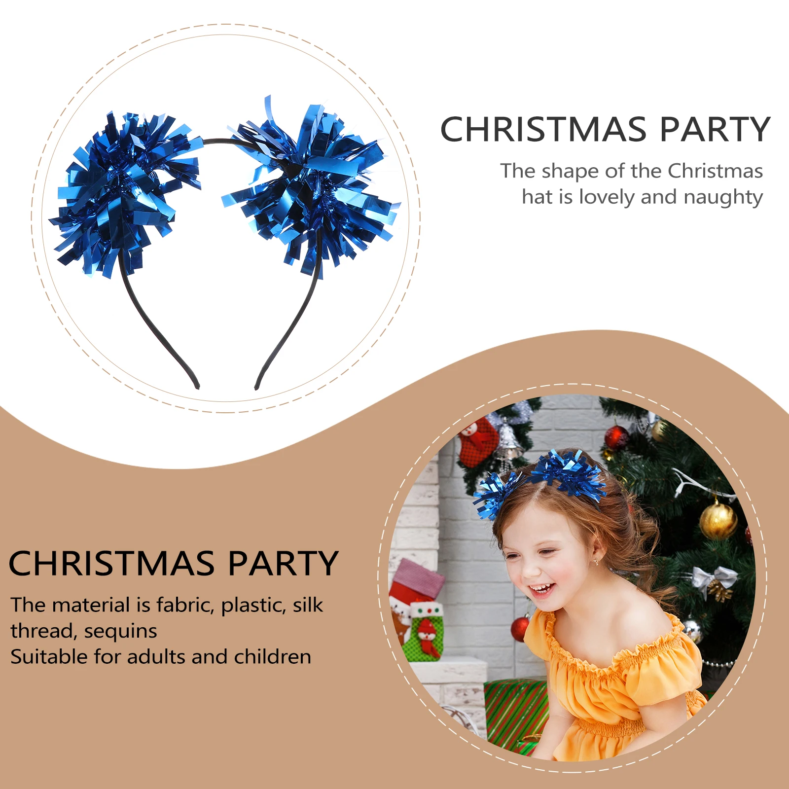 

2pcs Christmas Hairbands Green Blue Festival Headbands Supplies For Kids Child Party Xmas Cheer Dance Night Activities Hairband