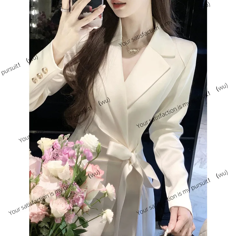 

Spring strap satin acetic acid suit medium and long new Korean temperament skirt