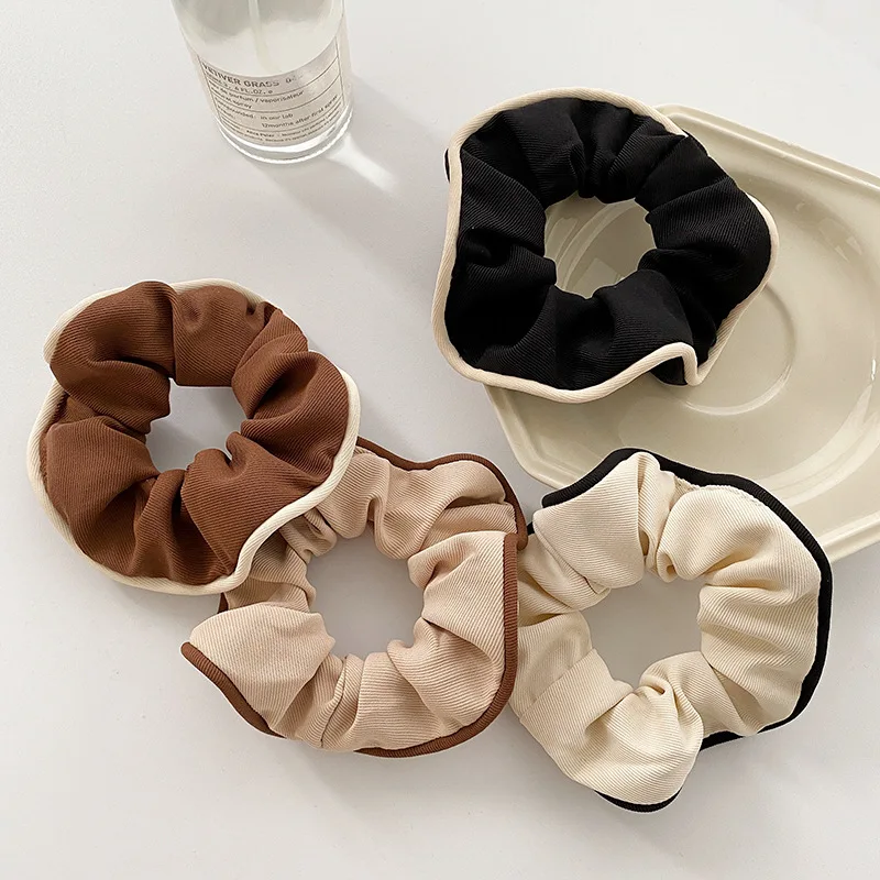 

1pc/2pcs/4pcs Korean-style black, white, and brown solid-color hair ties, simple and versatile elastic hair ropes