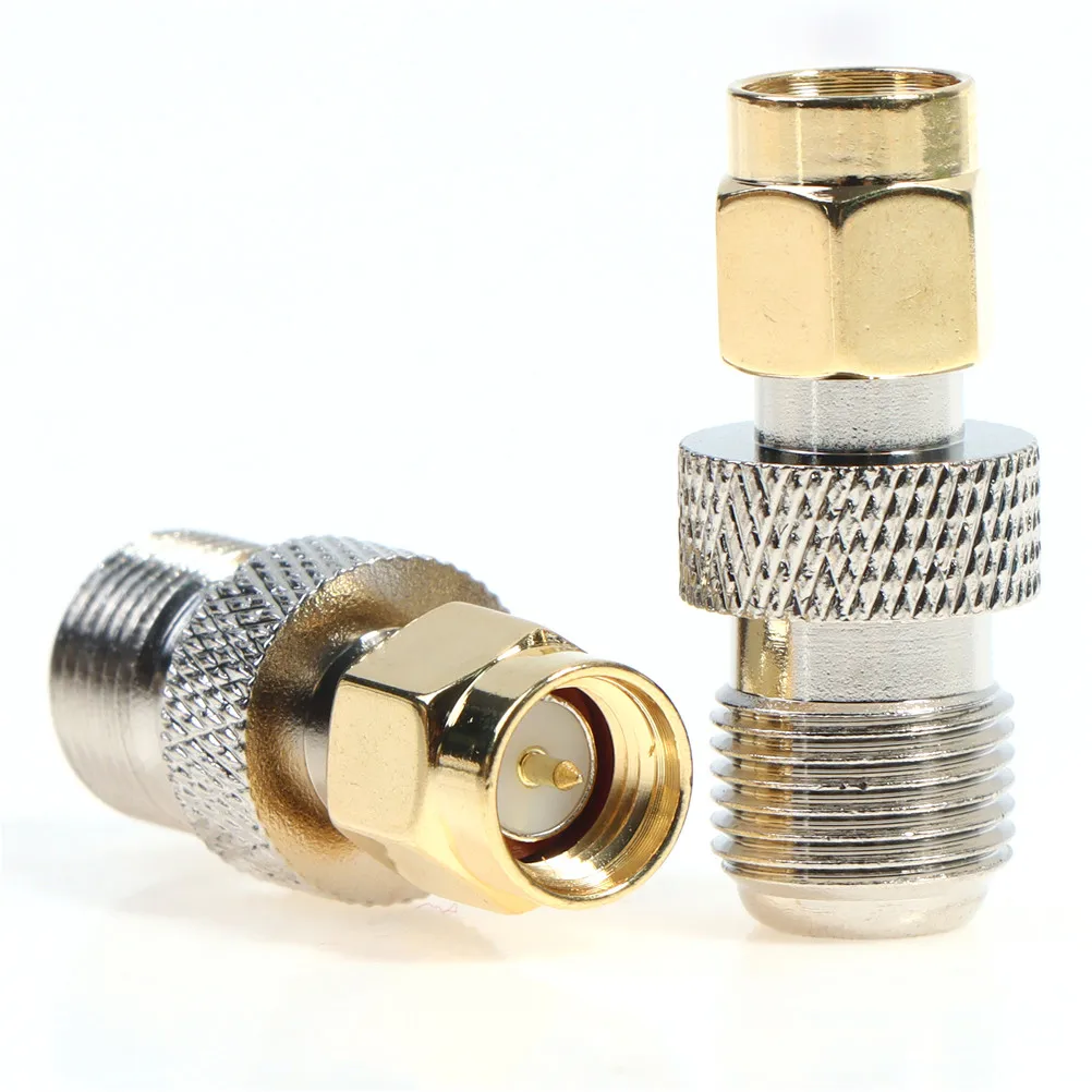 

1PCS F Type Female Jack To SMA Male Plug Straight RF Coaxial Adapter F Connector To SMA Convertor Gold Tone