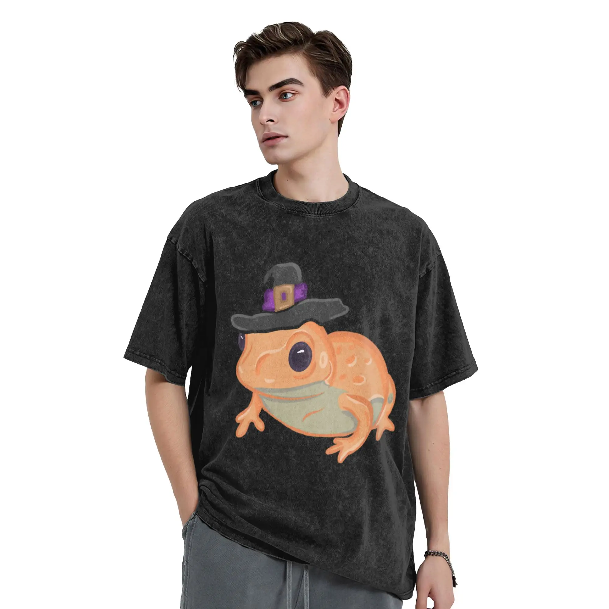 Orange Witch Frog  Classic Stylish A T-Shirt Oversized Short Sleeve Men's Women's Cotton Tees Tops