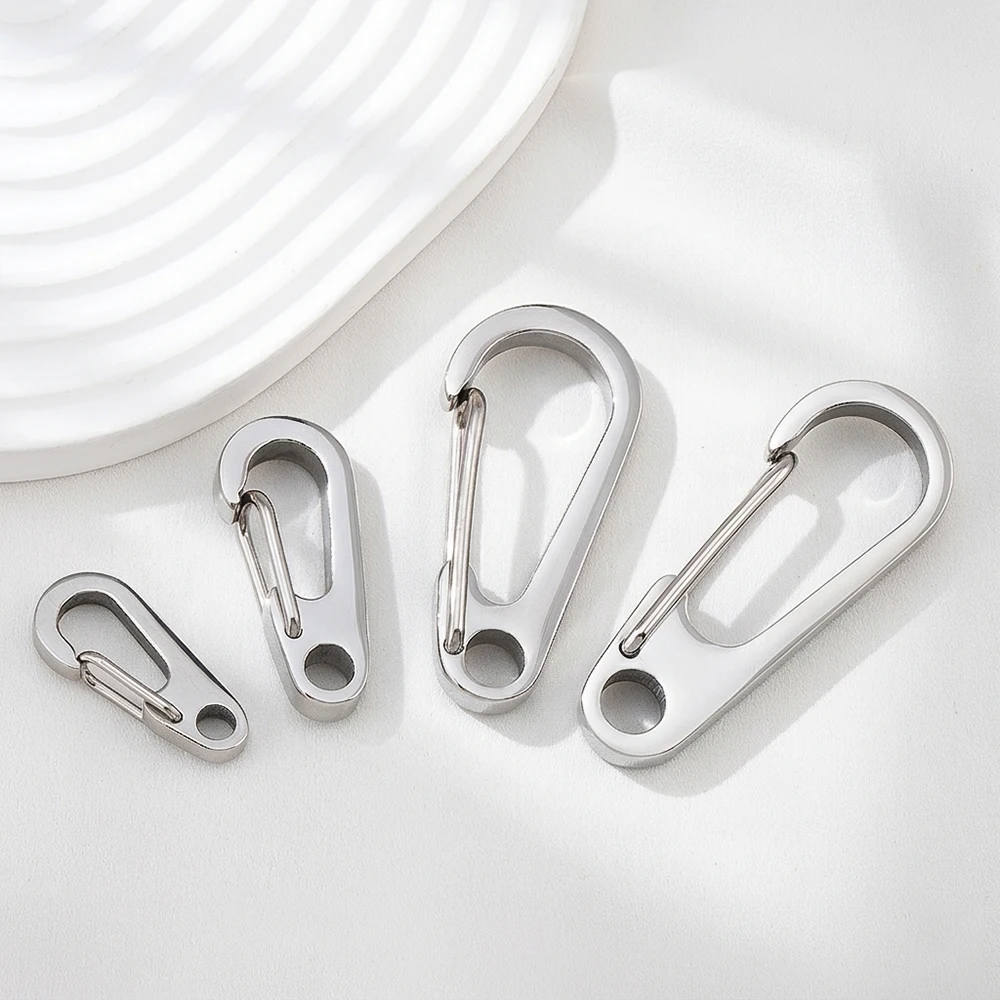 1/2pcs 304 Stainless Steel Clip Spring-Snap Mini Carabiner Quick Release Hook for DIY ​Key Chain Camping Hiking Jewelry Making
