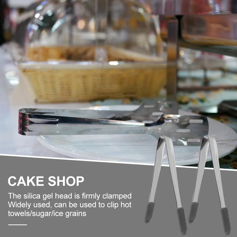 

2Pcs Mini Stainless Steel Ice Tongs Multipurpose Food Serving Clips Easy Hold Operate for Holiday Gathering Sugar Cube Tong