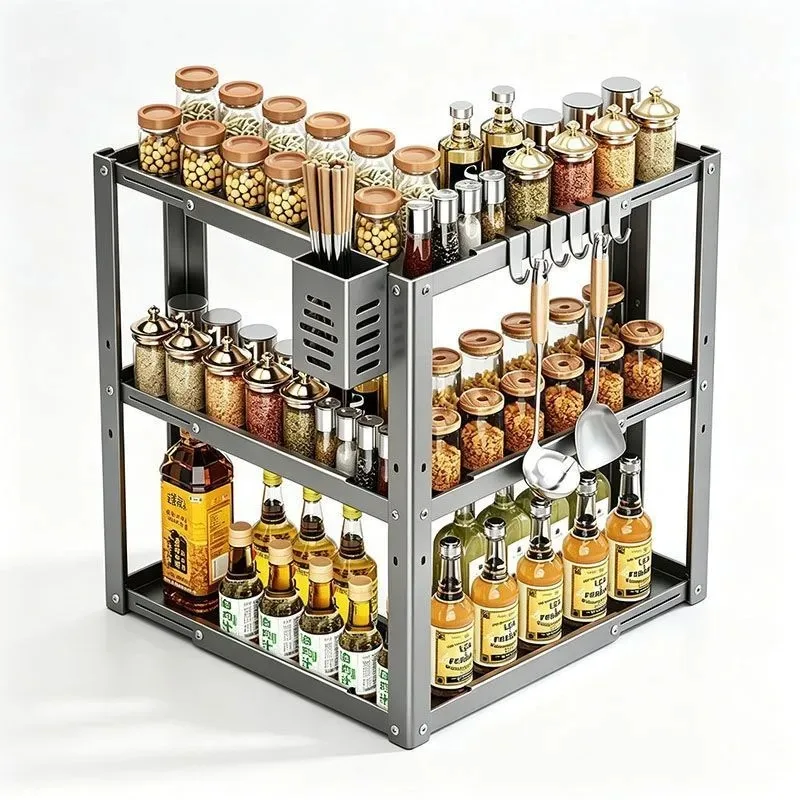 Shelf corner seasoning locker floor height adjustable tall seasoning can be placed in storage cabinet