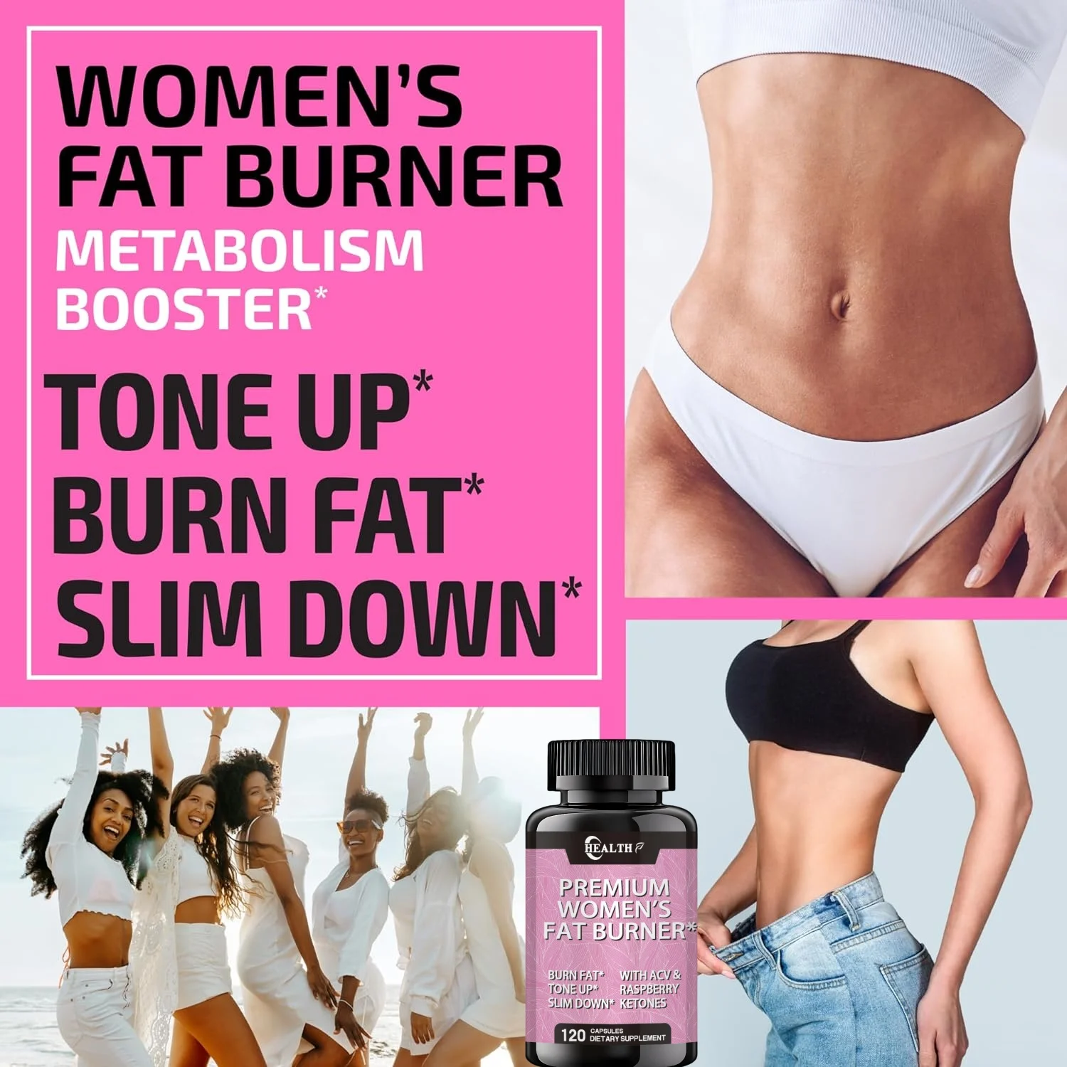 Female Fat Burner Pills Raspberry Ketone Abdominal Fat Loss with Appetite Suppressant Metabolism Booster