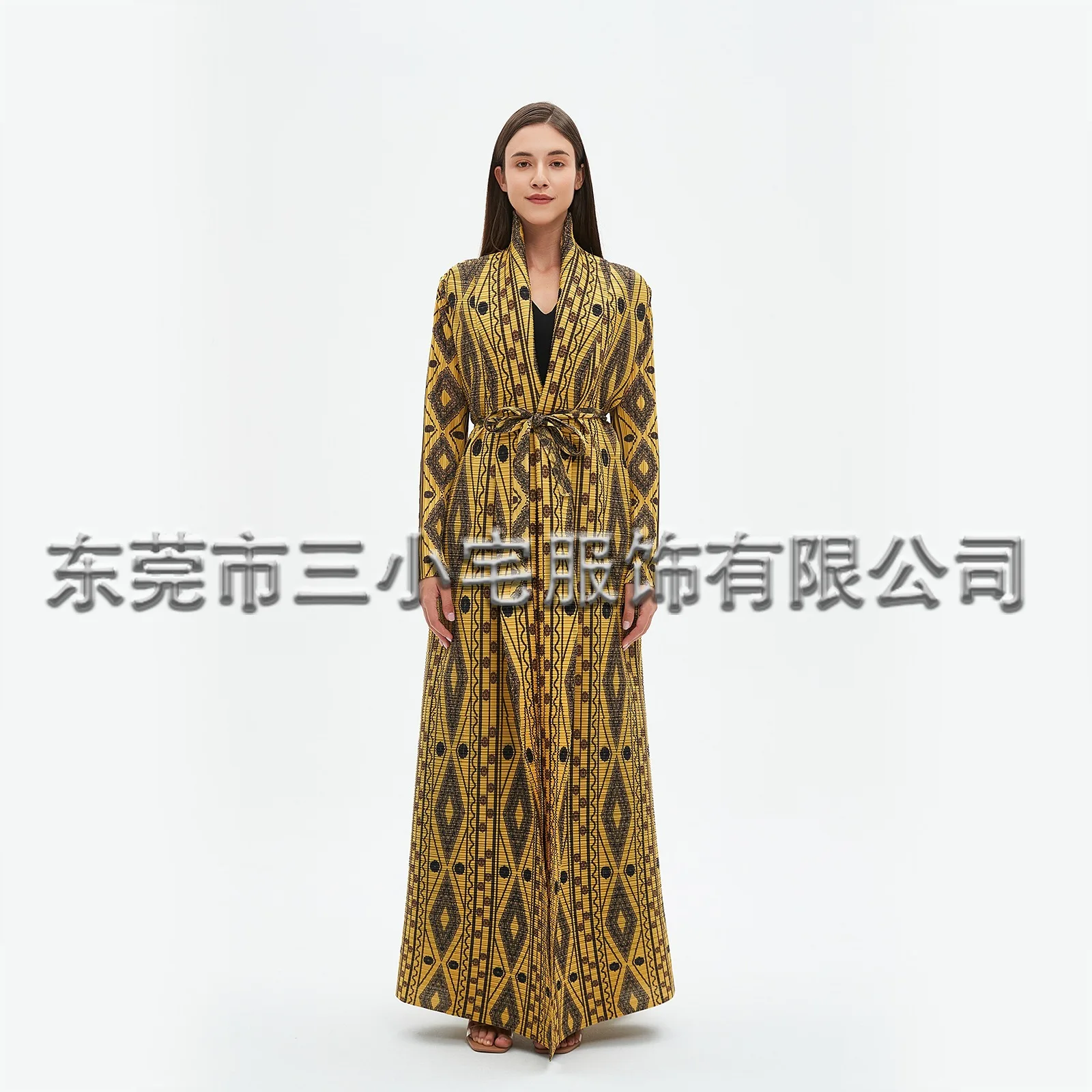 Pleats Pleated Jacket Elegant Jane Trench Abaya Coat Solid Color Plus Size Printed Robe Women's Commuter Famous Clothing New