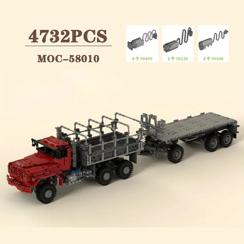 Classic Building Block MOC-58010 Off road Truck Transport Vehicle Trailer 4732PCS Adult Boy Birthday Christmas Gift Toy Model