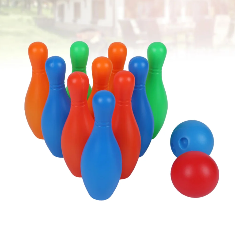 14CM Height Bowling Play Sets Funny Indoor Sports Bowling Games Educational Toy for Home Kindergarten (10 Pcs Bottle and 2 Pcs M