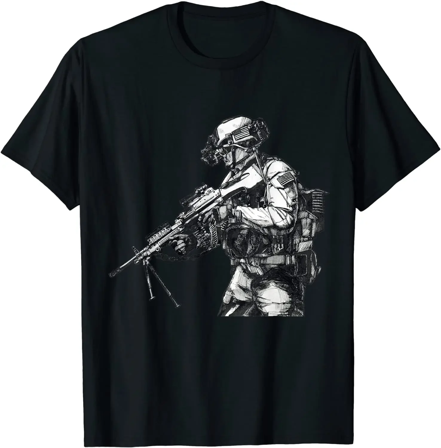 Ranger Night Vision Hand Drawing Army Soldier T-Shirt. Summer Cotton Short Sleeve O-Neck Mens T Shirt New S-3XL