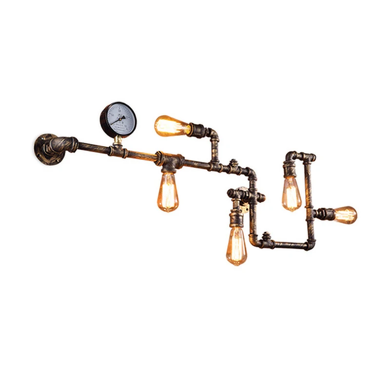 الأمريكية خمر الحديد الفن انبوب ماء مصابيح الحائط مصباح ليد البخار الصناعي فاسق غرفة المعيشة مطعم منصة مشروبات فندق الشمعدانات #6