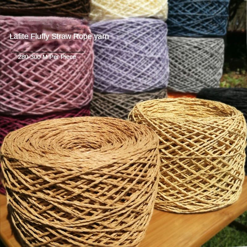 Fil de raphia 280m, papier d'herbe, coton pour tricoter et Crochet, bricolage, chapeau de paille, sac, pantoufles, tissage de fil moyen épais, été