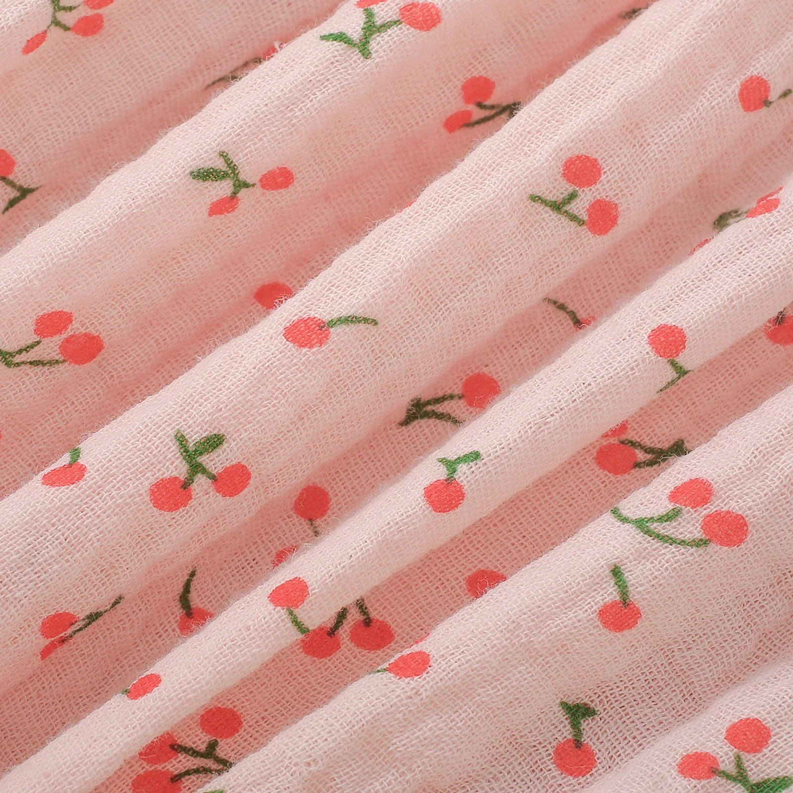 Summer female infant cherry print short-sleeved triangle jersey and headscarf two-piece set sweet and cute