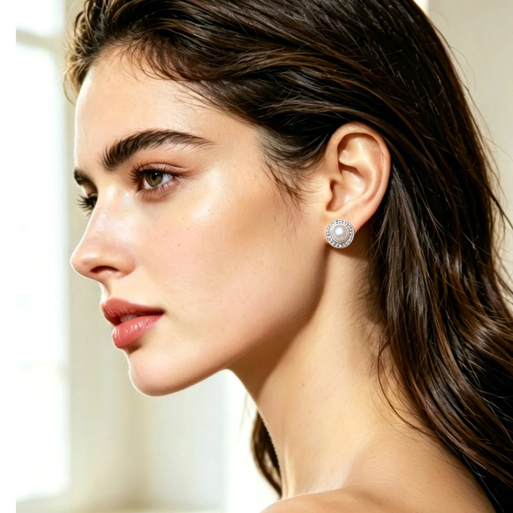 FENASY Natural Freshwater Pearl Earrings For Women Fashion Jewelry Classic 925 Sterling Silver Stud Earrings Idea Gifts
