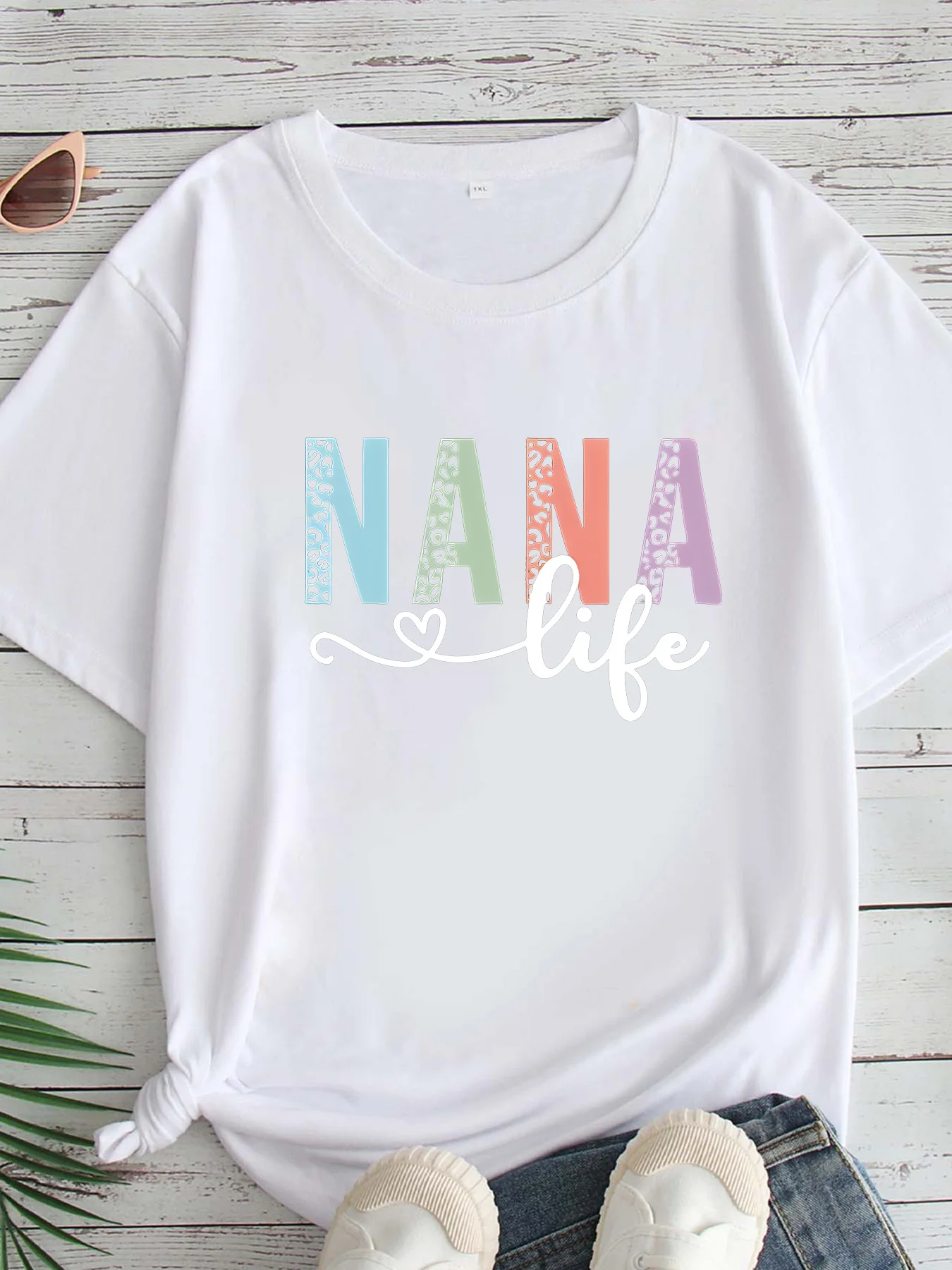 

Женская футболка большого размера с принтом, круглым вырезом и короткими рукавами, размеры 1-7XL, удобный повседневный топ в европейском стиле