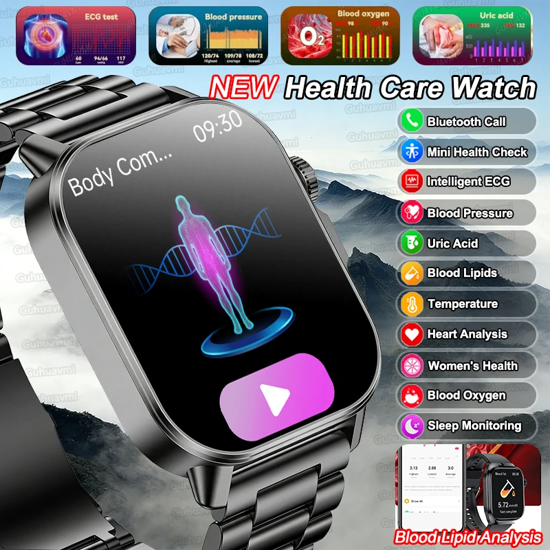2026 NEW Upgraded Health Check Smart Watch Blood component analysis Blood Pressure ECG Test Blood Oxygen Smart Watches man Woman