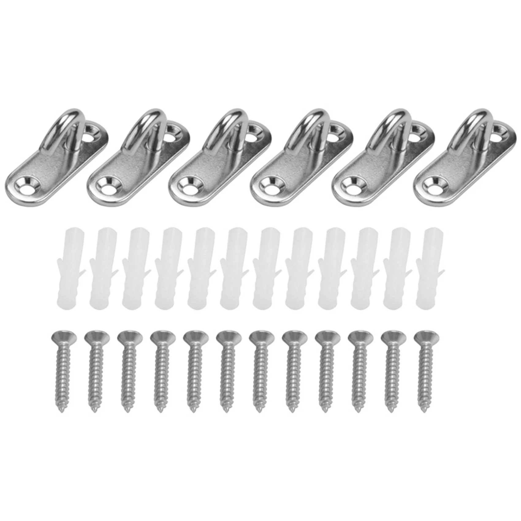 Unique! 6 Pack Stainless Steel Ceiling Hooks M5 Oval Open Hooks Pad Eye Plate Anchor Screw Wall Mount Hook for Plant Basket