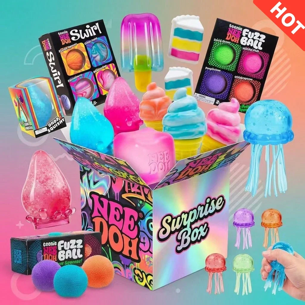 

2026 New Mystery Box - Food & Jellyfish Shaped Squishies, Swirl & Fuzz Stress Balls, Sensory Toys For Anxiety & ADHD, Perfect Party Favors