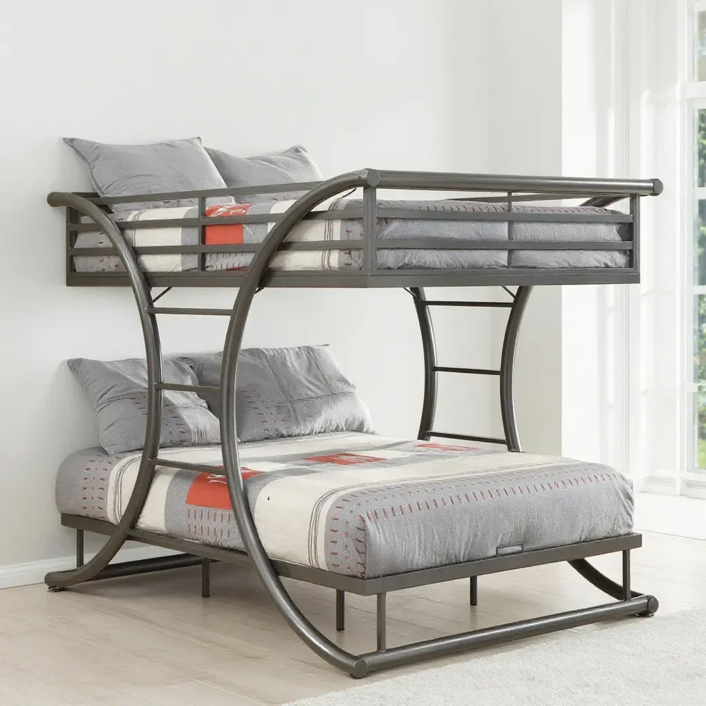 Letto in metallo con struttura in acciaio pesante, letto a castello per 2 persone, mobili per appartamento per adulti, dormitorio