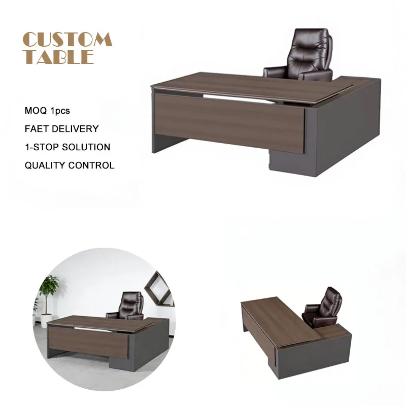 Sleek Minimalist Modern Luxury Office Furniture Executive Desk Convertible Boss Table for President Manager Table Ceo Office