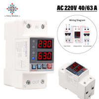 AC220V Din Rail Adjustable Voltage Relay Control Over Under Voltage Protector 40A 63A Overvoltage Over Current Protection Device