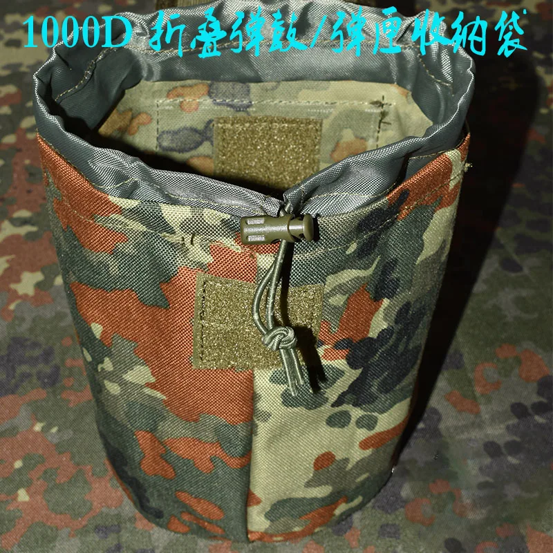 Flecktarn Tactical Folding Recycling Bag MOLLE Accessory Bag Magazine Plus Bottle Organiser