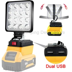 4 inch Portable Cordless LED Work Light for Dewalt 18V 20V Lithium Battery Waterproof Worksite Outdoor Lighting Emergency Lamp