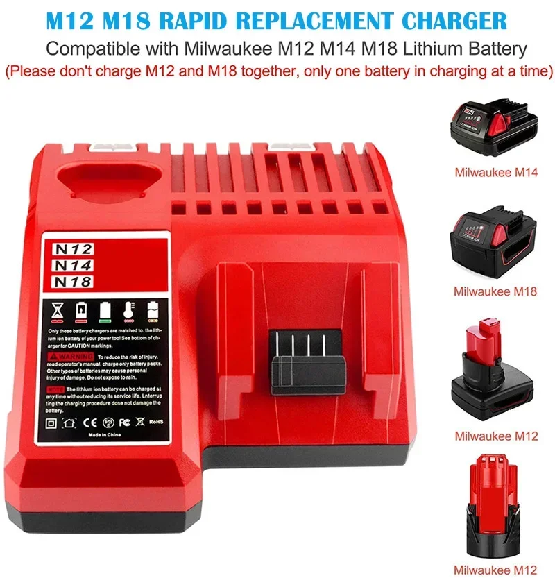 Batería de litio para Milwaukee 48-11-1852 M18, batería de Capacidad extendida de 6,0 Ah para Milwaukee 48-11-1850 48-11-1840, herramientas eléctricas inalámbricas