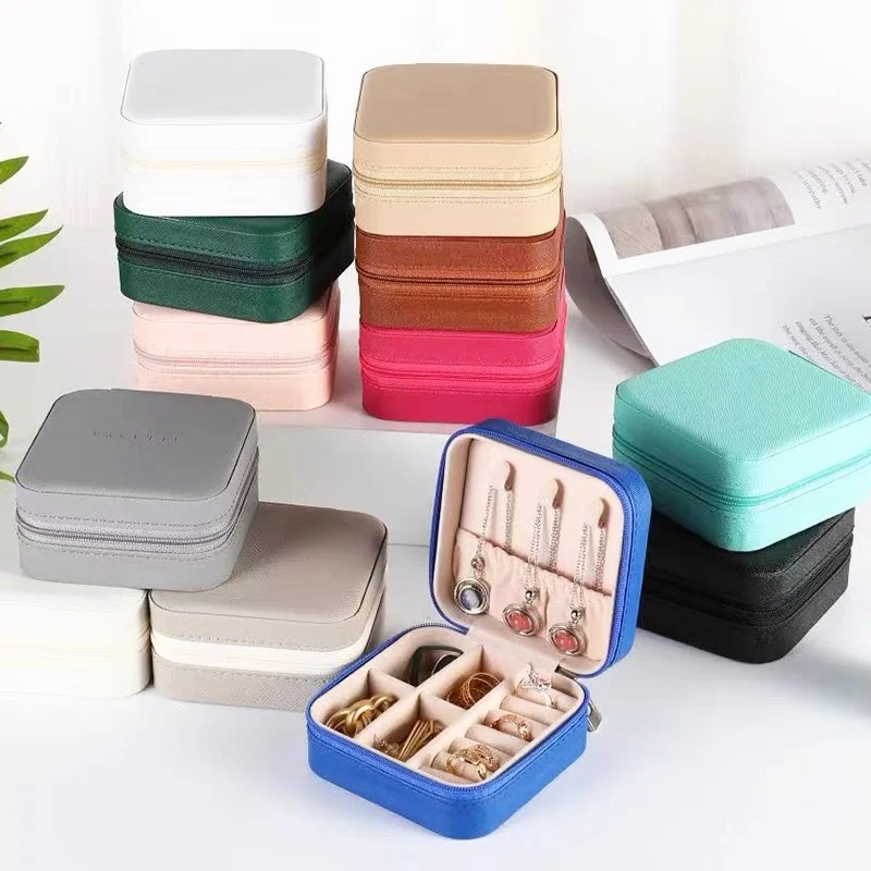 Portable Jewelry Storage Box Candy Color Travel Storage Organizer Jewelry Case Earrings Necklace Ring Jewelry Organizer Display