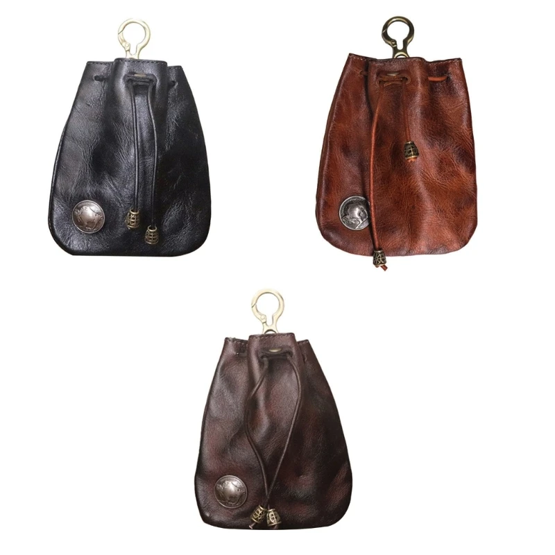 Fashion Car for Key Card Holder for Case Coin Purse Cowhide for Key Storage Bag Wallet with Drawstring +Keyring for Fath