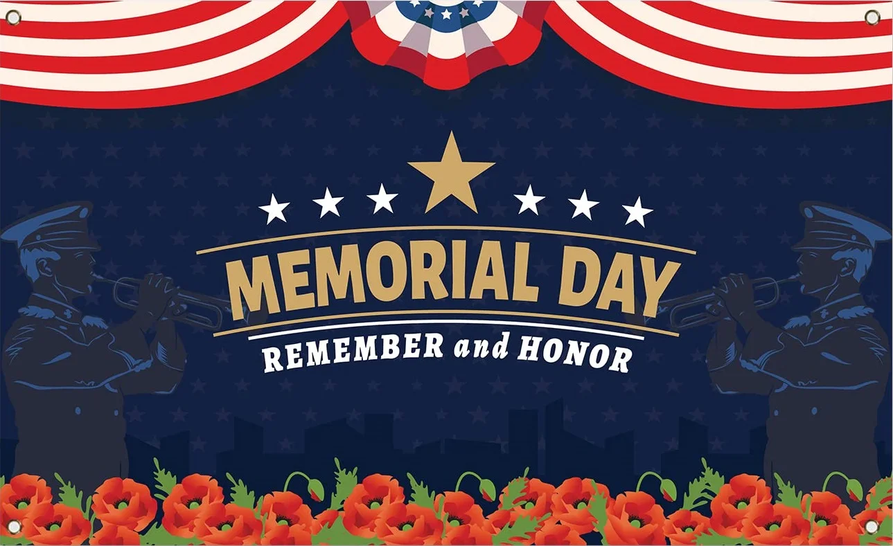 Memorial Day Backdrops for Photography Remember and Honor Banner Memorial Day Decoration Party Supplies for Home School Office