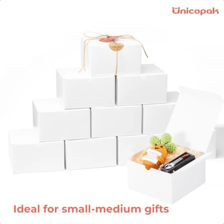 10 Pack 5x5x3 Gift Boxes Bulk Small White Gift Boxes Ideal for Birthday Christmas Party Homemade Busin