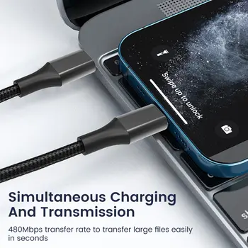 0,25m kabel USB typu C s rychlonabíjecím konektorem, datový kabel, krátký přenosný kabel USB-C s Lightning konektorem, nabíjení pro iPhone, powerbanku a telefonní kabel 6 nejlepší prodej Krátký kabel USB typu C - №2