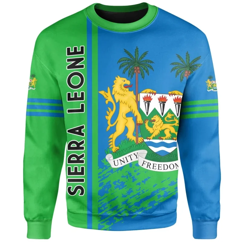 Sierra Leone Flag Map Graphic Sweatshirts For Men Clothes Fashion Women Sweater Casual Male Streetwear Autumn Pullover Tracksuit