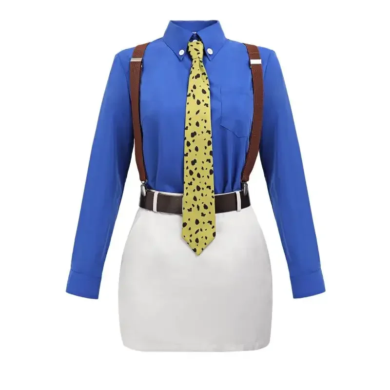WENAM Nanami Kento Cosplay Costume Women's Shirt Slim Fit Skirt with Tie Suspender Glasses Nanami Kento Women JJK Costume view 3
