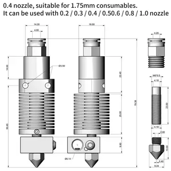 Creality CR-10S Pro擠出機熱端套件,適用於CR-10 Pro/CR-10 Max 3D列印機,MK8熱端套件,鋁製加熱塊熱端套件 10 最佳銷售 mk8 熱端 - №6
