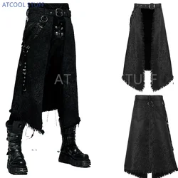 Medieval Gothic Men's Half Skirt Jacquard Steampunk Stylish Kilt Open Front Harujuku Burlesque Fringe Traditional Skirts