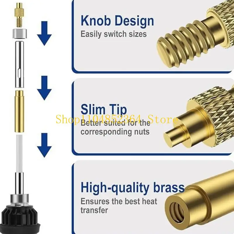 

652F 137Pcs Adjustable Temperature Soldering Iron 80W LED With Threaded Inserts Brass Tip Set For Soldering Application